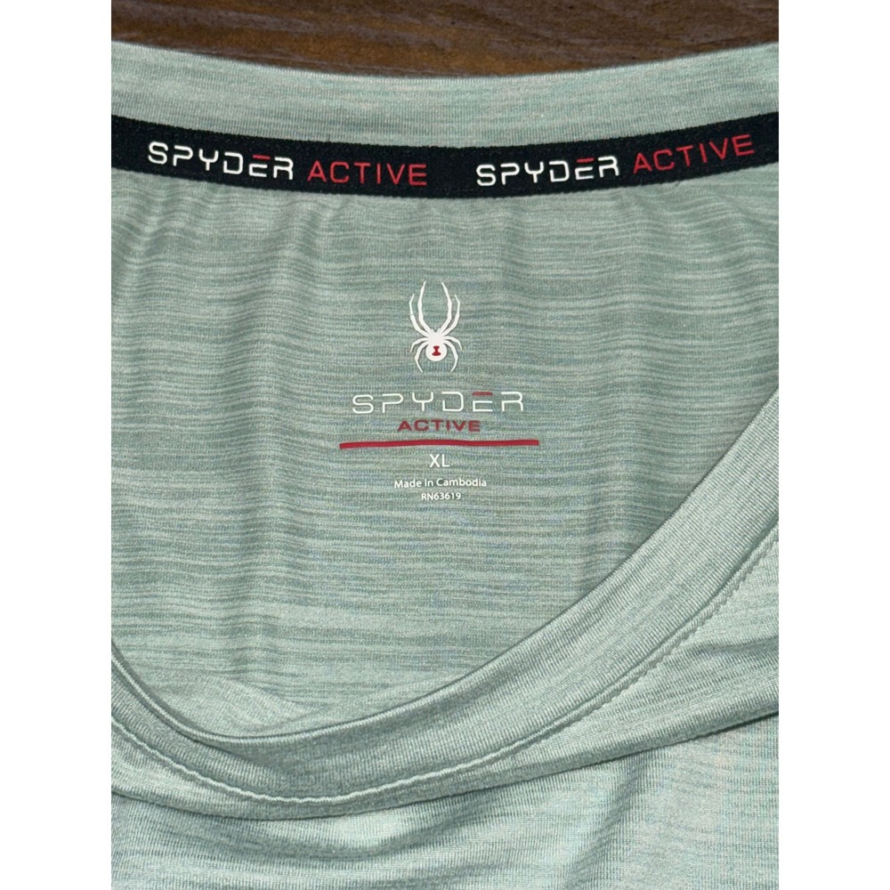 Spyder Active T-Shirt Womens XL Sage Green Short Sleeve Zip Pocket Preloved - Picture 5 of 10